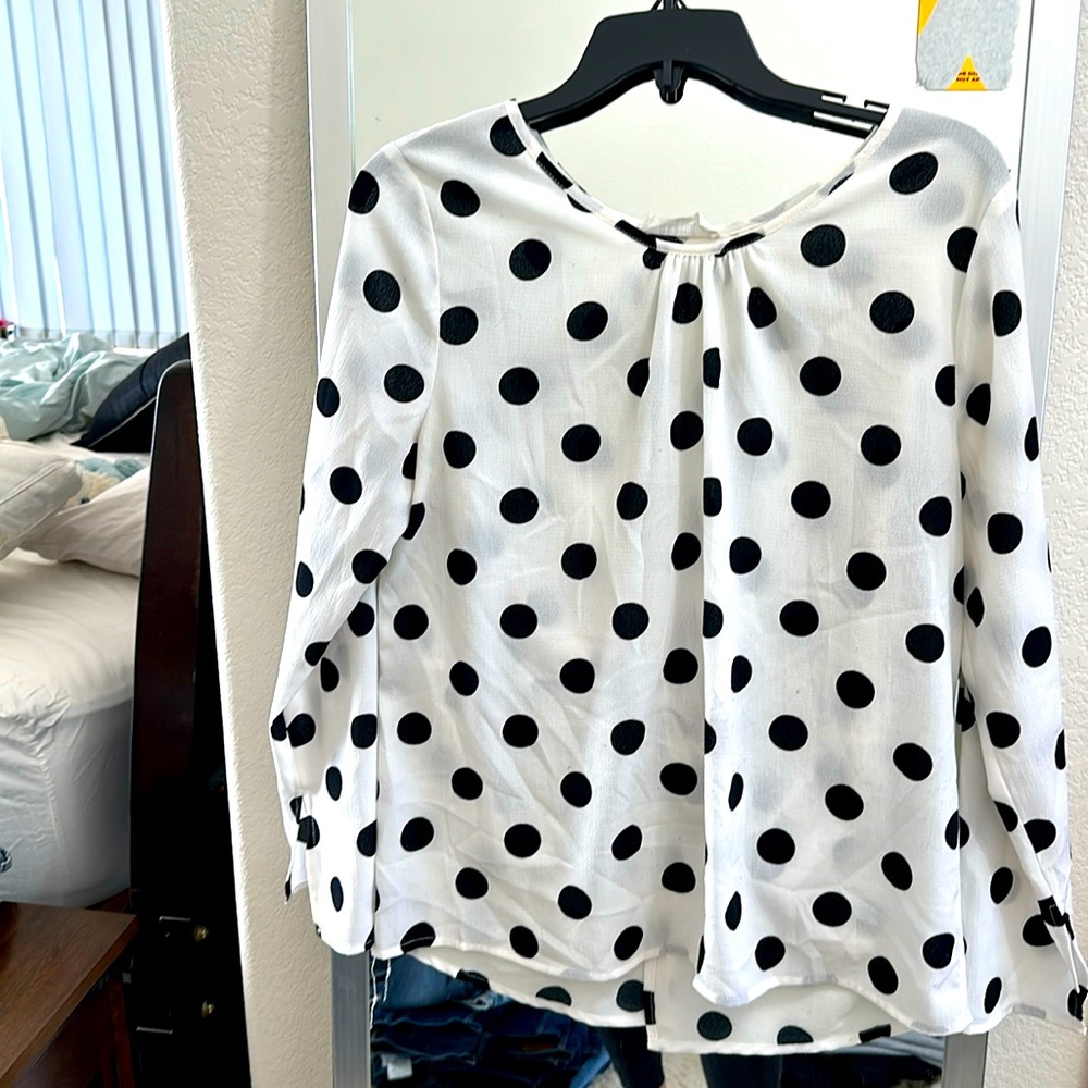 Polka dot dress top with open twist back